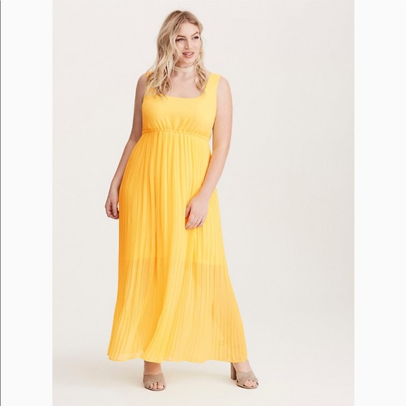 Pleated Chiffon Maxi Dress